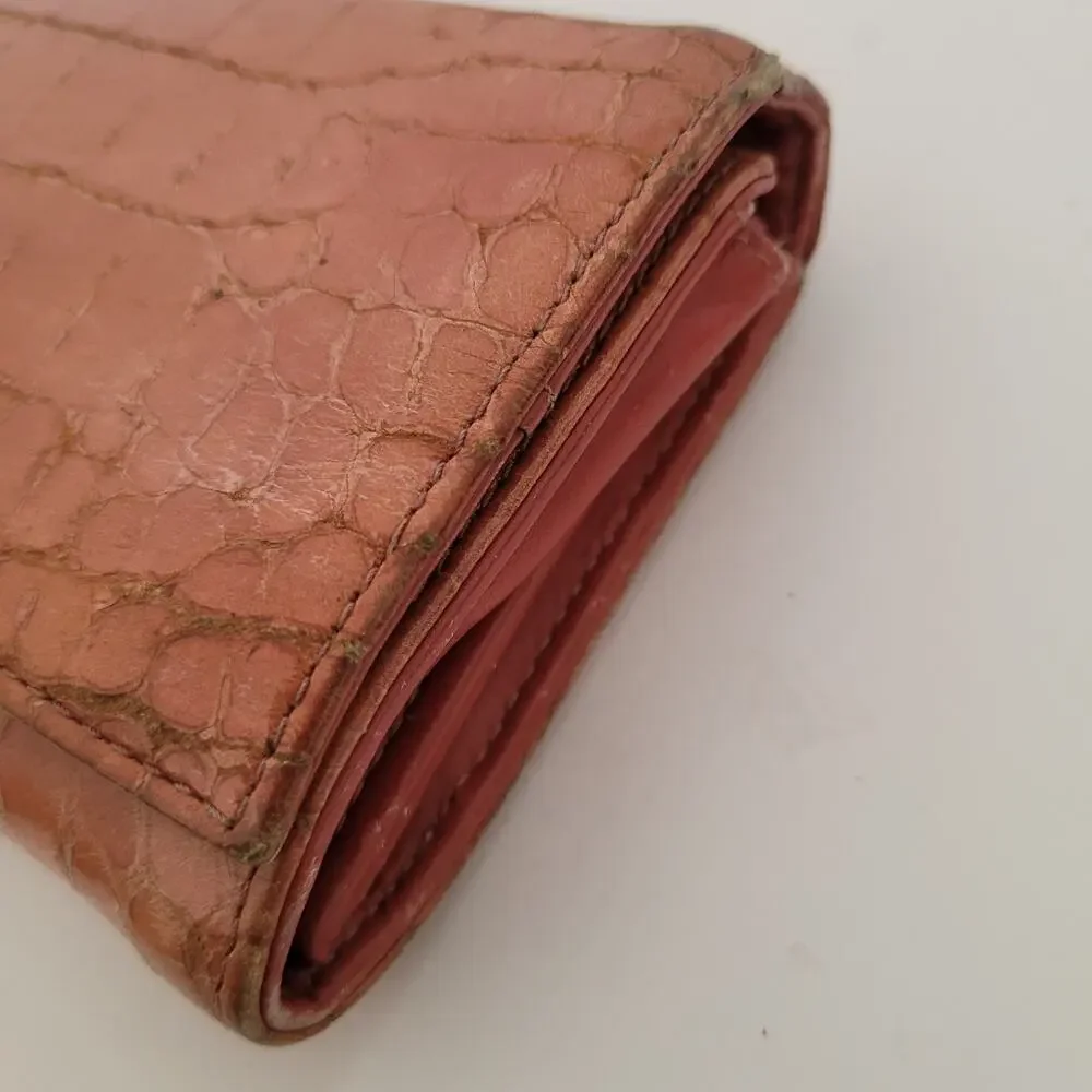 Miu Miu Croc-Embossed Leather Wallet in Light Brown